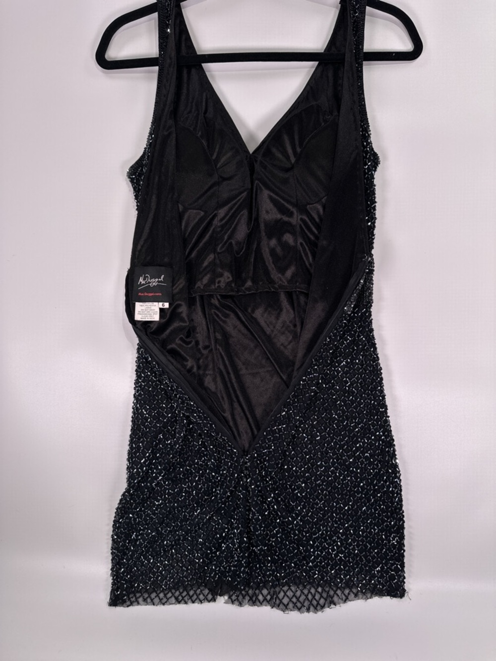 Mac Duggal Black Beaded Art Deco V-Neck Mini Dress 6 - Picture 6 of 11